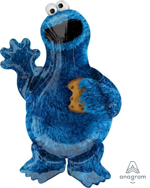 Self-sealing supershape Cookie Monster foil balloon, 58cm x 88cm, perfect for birthday parties and festive celebrations.