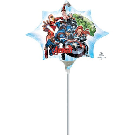 Bright Avengers-themed mini foil balloon, perfect for parties and events, adding superhero flair to your celebrations.