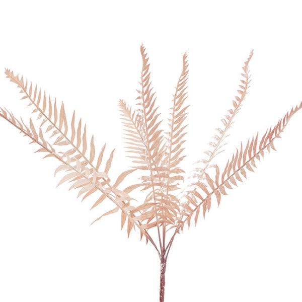 Soft pink artificial forest fern spray, 54cm high, perfect for home decor and floral arrangements.