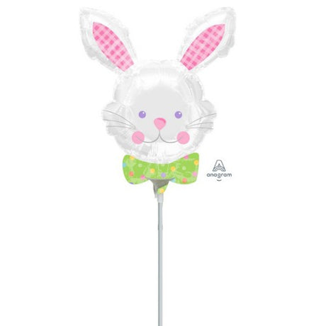 Adorable Mini Shape Happy Hop Bunny foil balloon, perfect for festive celebrations and themed parties.