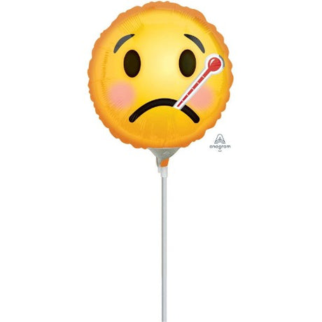 Bright 22cm Get Well Emoticon foil balloon, ideal for lifting spirits and conveying get well wishes.