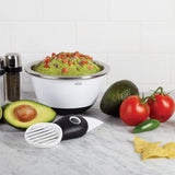 3-in-1 Avocado Slicer featuring a plastic blade for slicing, a pitting tool, and a fan blade for perfect slices. Dishwasher safe.