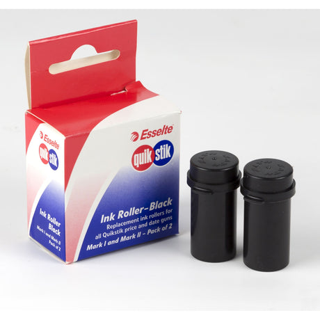 Black Quikstik Ink Rollers pack of 2 for Mark I and Mark II price guns, ensuring clear, consistent labeling.