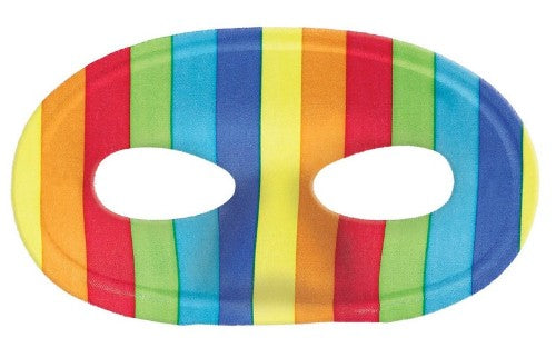 Vibrant rainbow eye mask for comfortable sleep, blocking light and enhancing relaxation during naps and travel.