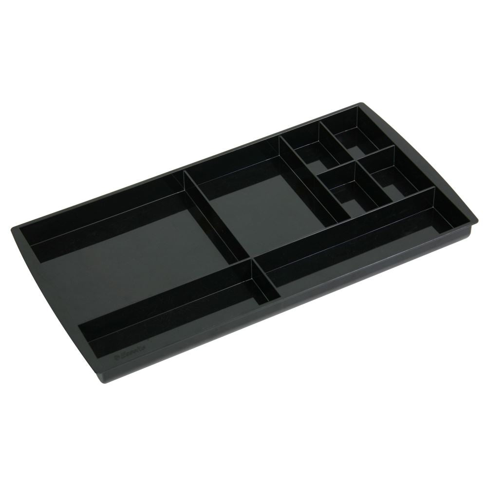 Esselte Nouveau Drawer Tidy in black, featuring 8 compartments for organized storage of stationery and gadgets.