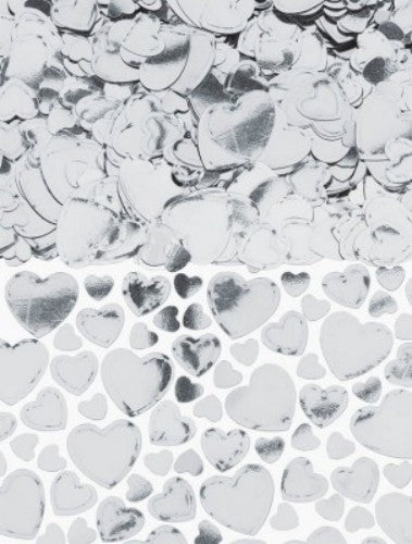 Silver heart-shaped confetti in a 70g pack, perfect for adding elegance to celebrations and crafts.