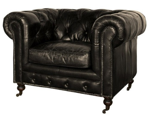 Sofa Leather - Hampton Court 1 Seater Belon Black