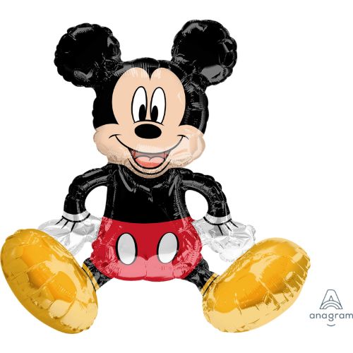 Mickey Mouse foil balloon in a sitting pose, 45 x 45cm, perfect for themed parties and decorations.