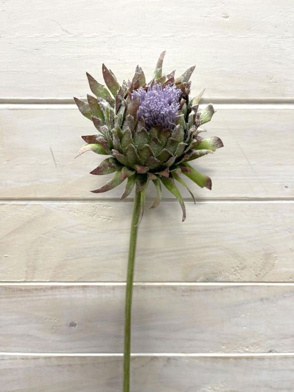Lifelike purple Scottish thistle artificial flower spray, perfect for low-light decor and maintenance-free arrangements.
