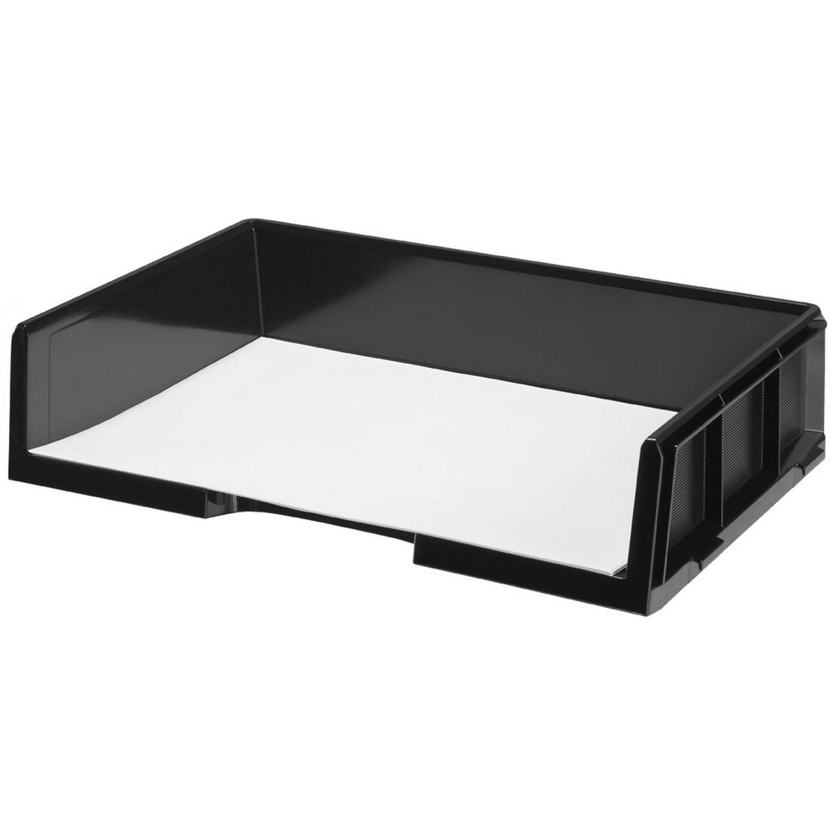 Sleek black Esselte Celestial A3 document tray, stackable with handle for easy access, perfect for organizing large documents.