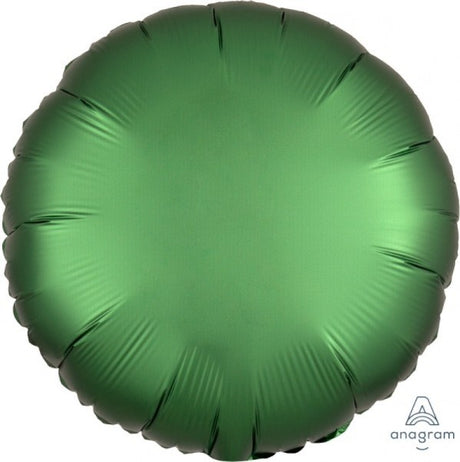 Emerald green satin foil balloon, self-sealing, 45cm, perfect for elegant celebrations and party decor.