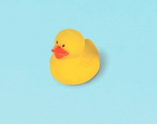 Brightly colored rubber ducks in a pack of 18, perfect for baby showers and parties, each measuring 4cm tall.