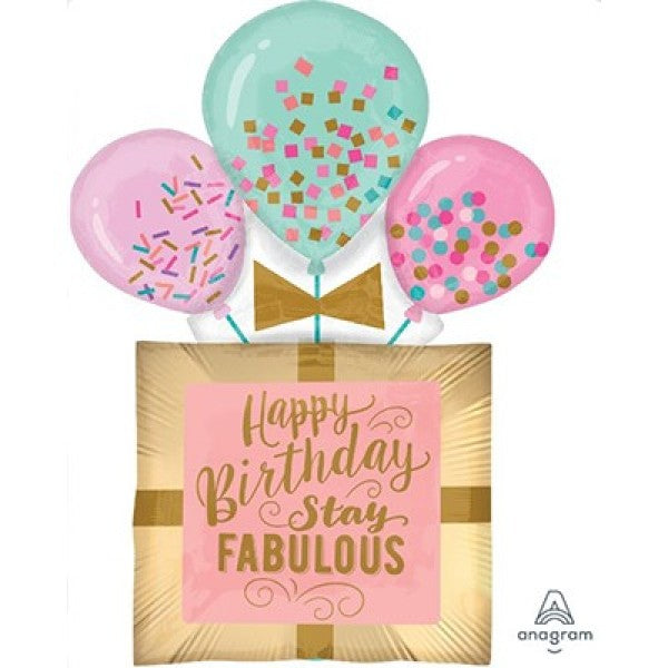 Xtra large self-sealing foil balloon in vibrant colors, measuring 58cm x 81cm, perfect for birthday celebrations.