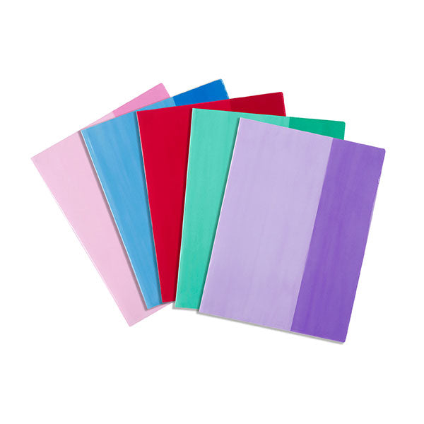 Vibrant tinted A4 book sleeves pack of 25, perfect for protecting and organizing textbooks and documents.