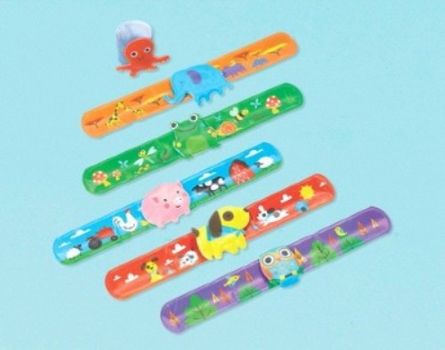 Colorful slap bracelets in a pack of 6, perfect for parties, events, and fun activities for all ages.