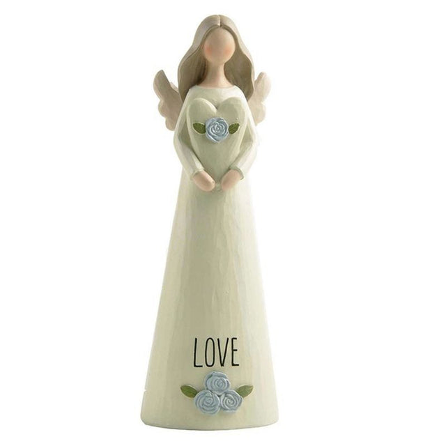 Elegant 18.5 cm Love Angel Figurine holding a heart, perfect for home decor and meaningful gifts.