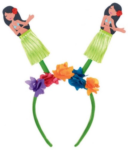 Colorful Luau Hula Girl Headbopper with swaying hula girls, perfect for tropical-themed parties and celebrations.