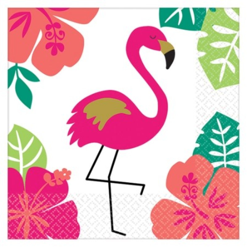 Tropical Aloha beverage napkins, 25cm x 25cm, pack of 16, perfect for parties and adding festive flair to gatherings.