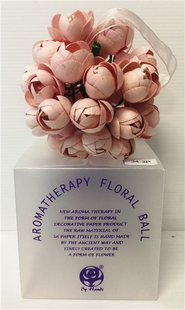 Handcrafted 9cm light pink floral ball for aromatherapy, promoting relaxation and enhancing home decor with soothing scents.