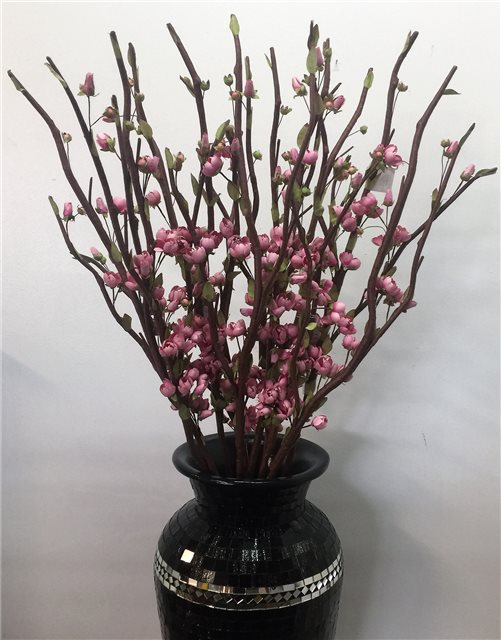 Lifelike dark pink cherry blossom bunch of 2, perfect for elegant decor, floral arrangements, and low-maintenance styling.