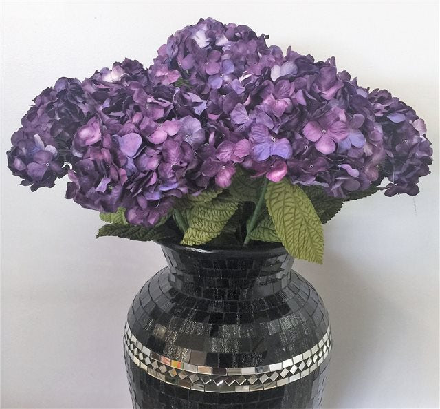 Artificial Purple Hydrangeas Bunch of 3, 70x16cm, perfect for elegant floral arrangements and decor for any occasion.