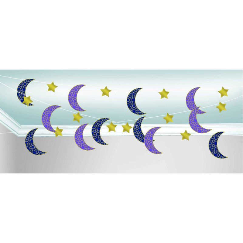 Moon & Stars Celebration Moons & Stars Hanging String Decorations  (Pack of 6)