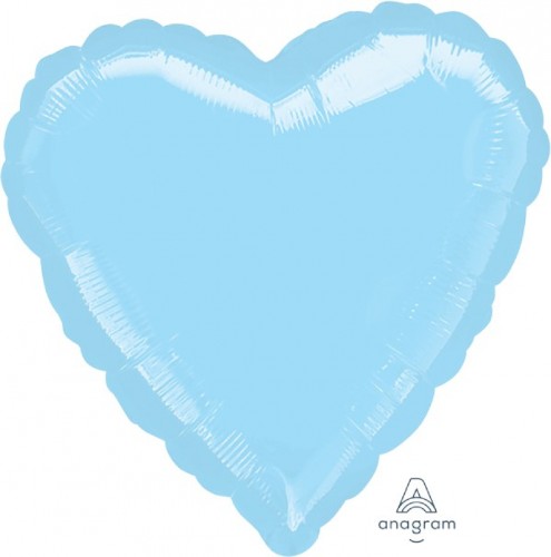 Heart-shaped metallic pearl pastel blue balloon, 45cm, perfect for celebrations and special occasions.