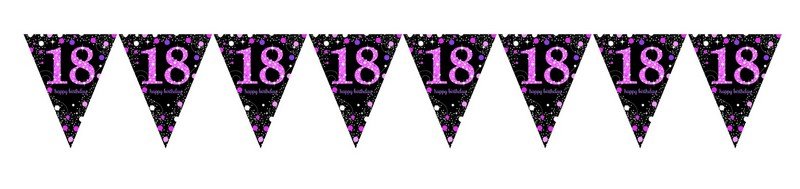 Vibrant pink 4m x 20cm banner featuring joyful decorations, perfect for birthday and festive celebrations.