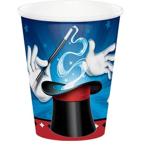 Colorful disposable Magic Party Cups (266ml) in a pack of 8, perfect for festive occasions and easy cleanup.