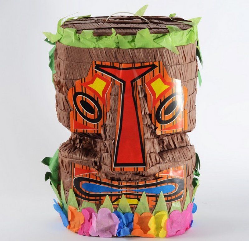 Colorful Tiki-themed pinata, 40.2 cm long, perfect for parties and celebrations filled with candy and fun!