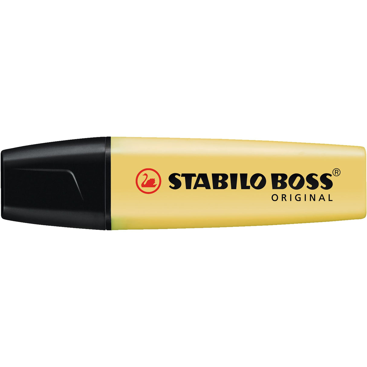 Stabilo Boss Pastel Milky Yellow highlighters - 10 units with chisel tip, water-based ink, and 4-hour cap-off time for vibrant marking.