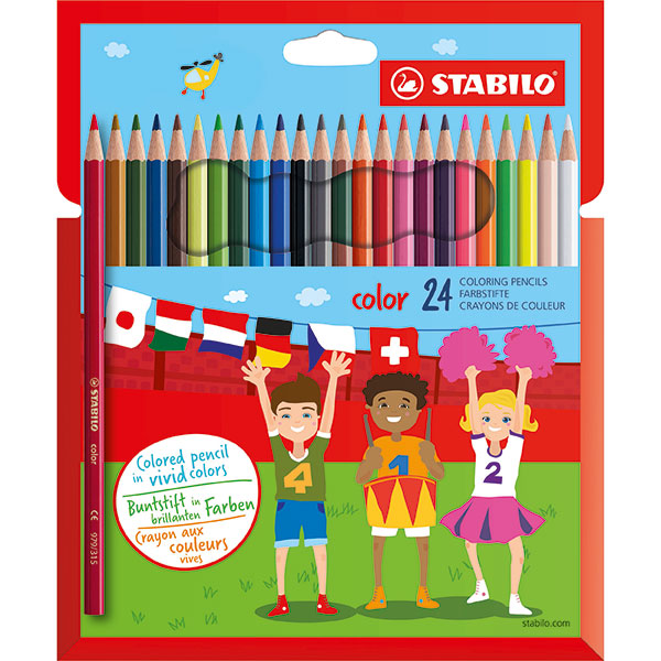 24 vibrant Stabilo colored pencils in a wallet, featuring a 2.5mm lead for smooth, rich color application. Pack of 6.