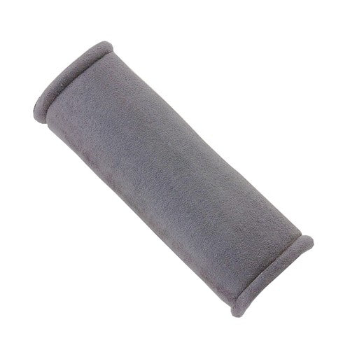 Soft suede seat belt pad in grey with wildcat design, offering comfort and preventing rubbing during drives and travel.