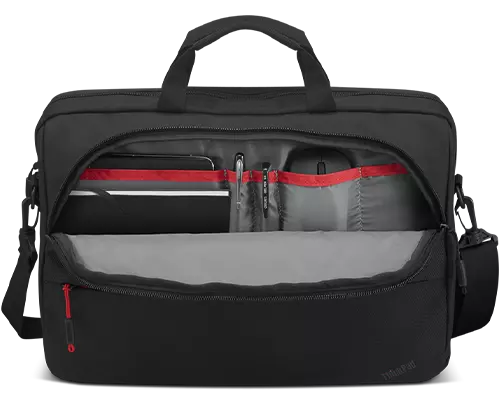 Sleek 15.6-inch laptop topload case with padded storage, adjustable strap, and eco-friendly materials for professionals on the go.