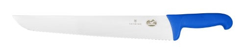 Victorinox 36cm Tuna Knife with blue handle, featuring a stainless steel blade for effortless fish slicing.