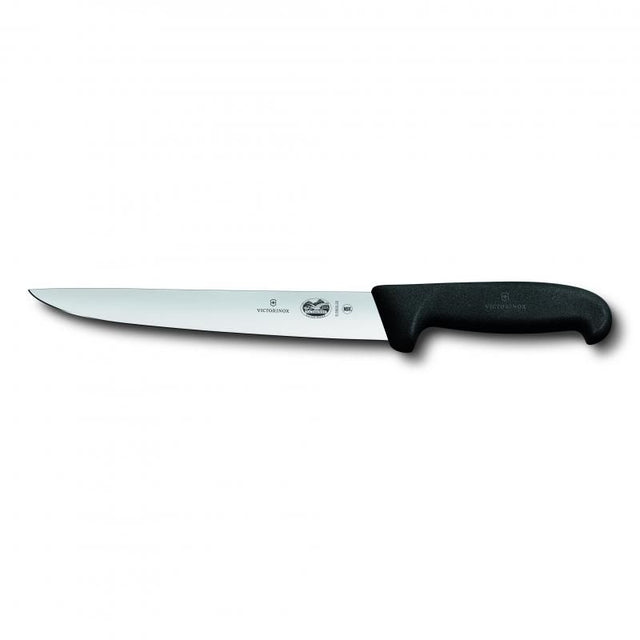 Victorinox 20cm sticking knife with straight back blade and ergonomic Fibrox handle for precision cutting in the kitchen.