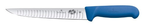 Victorinox Fluted Fibrox Blue Stick Knife with a 25cm blade for precise slicing and a comfortable, non-slip grip.