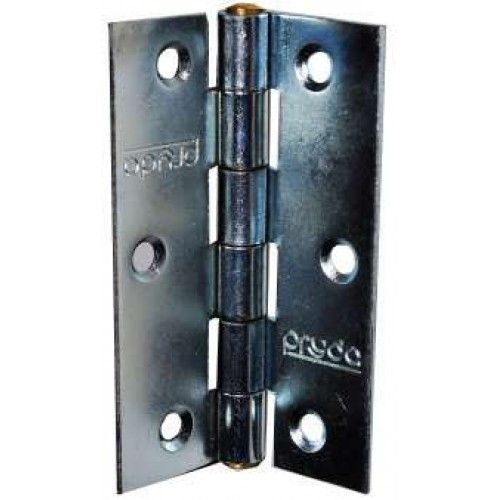 Durable 37mm zinc plated steel butt hinge with fixed brass pin, ideal for residential and commercial door applications.