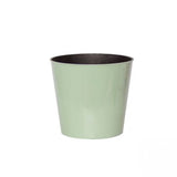 Gloss Pot Round in Soft Green, 15.5cm wide, 13cm high, ideal for stylish floral arrangements and home decor.