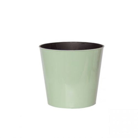 Gloss Pot Round in Soft Green, 15.5cm wide, 13cm high, ideal for stylish floral arrangements and home decor.