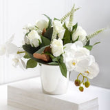 Chrome round planter pot in silver, perfect for fresh or artificial plants, 13Dx11.5cmH, elegant and lightweight design.