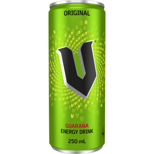 V Original Guarana Energy Drink pack of 24 cans, energizing beverage with natural guarana extract for alertness.