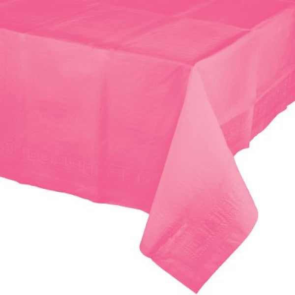 Candy pink tablecover offering vibrant decor for celebrations, crafted from durable materials for easy cleanup and a stylish finish.