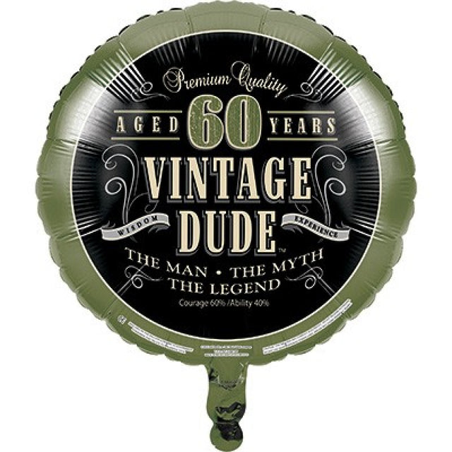 Vibrant 45cm Vintage Dude decoration for a stylish and nostalgic 60th birthday celebration.