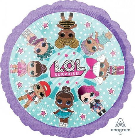 Vibrant 45CM foil balloon featuring LOL Surprise characters, perfect for birthdays and themed parties.