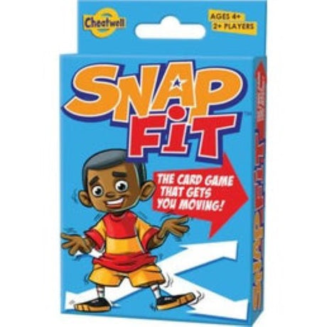 Family card game Cheatwell Snap Fit, promoting fun and fitness with matching cards and active challenges for kids aged 4+.