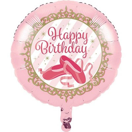 Colorful Twinkle Toes Happy Birthday foil balloon, 45cm, featuring stars and cheerful text for festive celebrations.