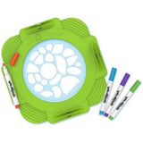 Spirograph Window Designer tool for creating colorful window art with 4 wet erase pens and built-in pen storage.