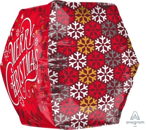 Geometric 20-inch Christmas balloon in vibrant colors, perfect for festive decor and parties, adding modern elegance.