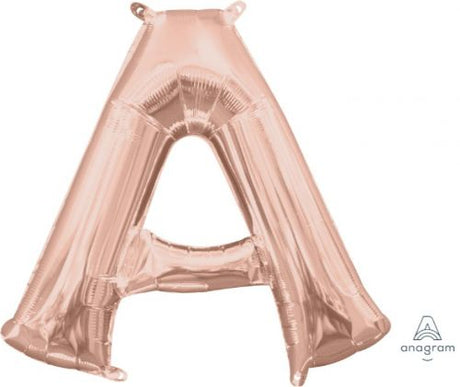 Rose Gold Foil Balloon in the shape of letter A, 40cm, perfect for special occasions and creative decorations.